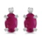 Sterling Silver Oval Ruby and Diamond Earrings 0.72 CTW