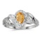 14k White Gold Oval Citrine And Diamond Swirl Ring 0.32 CTW