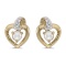 14k Yellow Gold Pearl And Diamond Heart Earrings 0.01 CTW