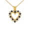 14k Yellow Gold Sapphire and Diamond Heart Shaped Pendant