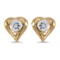 14k Yellow Gold Round White Topaz Heart Earrings
