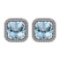 23.34 Ctw I2/I3 Blue Topaz And Diamond 14K White Gold Stud Earrings