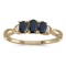 14k Yellow Gold Oval Sapphire And Diamond Three Stone Ring 0.62 CTW