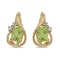 14k Yellow Gold Oval Peridot And Diamond Teardrop Earrings 0.84 CTW