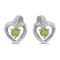 10k White Gold Round Peridot And Diamond Heart Earrings 0.19 CTW