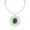 58.57 Ctw VS/SI1 Emerald And Diamond 14k Yellow Gold Victorian Style Necklace