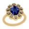 2.35 Ctw VS/SI1 Tanzanite And Diamond 14K Yellow Gold Victorian Style Ring