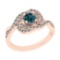 0.86 Ctw I2/I3 Treated Fancy Blue And White Diamond 14K Rose Gold Cluster Bridal Wedding Ring