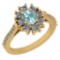 1.46 Ctw I2/I3 Aquamrine And Diamond 14K Yellow Gold Vingate Style Halo Ring