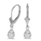 14k White Gold Pear White Topaz And Diamond Leverback Earrings