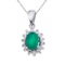 10k White Gold Emerald and Diamond Pendant