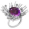 8.49 Ctw VS/SI1 Amethyst And Diamond 14k White Gold Victorian Style Ring