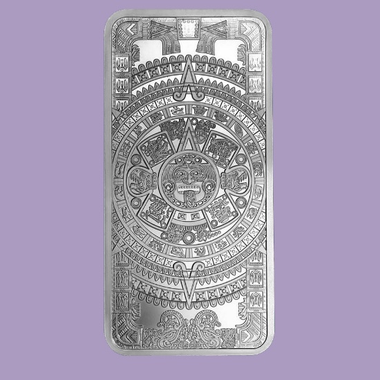 10 oz Silver Bar - Aztec Calendar