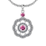 1.03 Ctw VS/SI1 Pink Sapphire And Diamond 14K White Gold Pendant Necklace