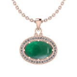 13.63 Ctw VS/SI1 Emerald And Diamond 14K Rose Gold Pendant