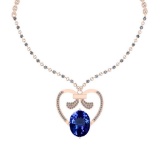 6.85 Ctw VS/SI1 Tanzanite And Diamond 14k Rose Gold Victorian Style Necklace