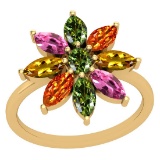 1.05 Ctw Multi Sapphire 14k Yellow Gold Ring