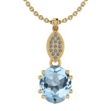 26.72 Ctw I2/I3 Blue Topaz And Diamond 14K Yellow Gold Necklace
