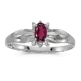 14k White Gold Oval Rhodolite Garnet And Diamond Ring 0.24 CTW