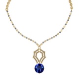 6.67 Ctw VS/SI1 Tanzanite And Diamond 14k Yellow Gold Victorian Style Necklace