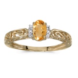 10k Yellow Gold Oval Citrine And Diamond Ring 0.32 CTW