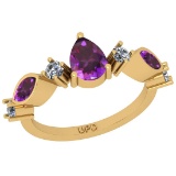 1.25 Ctw I2/I3 Amethyst And Diamond 10K Yellow Gold Cocktail Ring