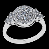 1.06 Ctw I2/I3 Diamond 10K White Gold Cluster Wedding Ring