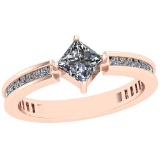 0.74 Ctw SI2/I1 Diamond Platinum 14K Rose Gold Plated Ring