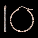 0.92 Ctw SI2/I1 Diamond 14K Rose Gold Hoop Earrings