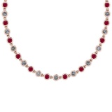 4.04 Ctw SI2/I1 Ruby And Diamond Style Bezel Set 14K Rose Gold Necklace