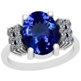 5.22 Ctw VS/SI1 Tanzanite And Diamond Platinum Vintage Style Ring