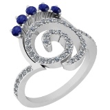 0.96 Ctw VS/SI1 Blue Sapphire And Diamond 14K White Gold Ring
