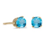 4 mm Round Blue Topaz Stud Earrings in 14k Yellow Gold 0.52 CTW
