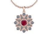2.41 Ctw VS/SI1 Ruby And Diamond 14K Rose Gold Vintage Style Pendant
