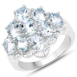 2.61 CTW Genuine Aquamarine .925 Sterling Silver Ring