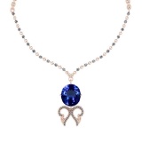 8.83 Ctw VS/SI1 Tanzanite And Diamond 14k Rose Gold Victorian Style Necklace