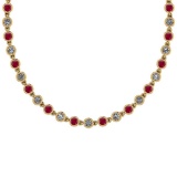 4.04 Ctw SI2/I1 Ruby And Diamond Style Bezel Set 14K Yellow Gold Necklace