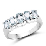 1.64 CTW Genuine Aquamarine .925 Sterling Silver Ring