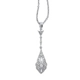 14K White Gold Vintage Inspired Diamond Dangle Pendant (.16 carat)