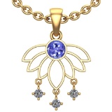 0.60 Ctw VS/SI1 Tanzanite And Diamond 14K Yellow Gold Pendant