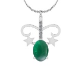 12.93 Ctw VS/SI1 Emerald And Diamond 14K White Gold Pendant