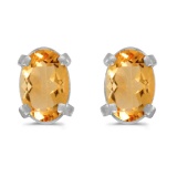 14k White Gold Oval Citrine Earrings 0.62 CTW