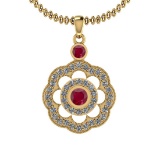 1.03 Ctw VS/SI1 Ruby And Diamond 14K Yellow Gold Pendant Necklace