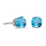 4 mm Round Blue Topaz Stud Earrings in Sterling Silver