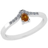 0.21 Ct Natural Yellow Diamond I2/I3And White Diamond I2/I3 18k White Gold Vintage Style Ring