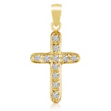 14K Yellow Gold .14 ct Diamond Cross Pendant