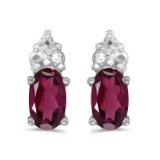 14k White Gold Oval Rhodolite Garnet Earrings 0.46 CTW