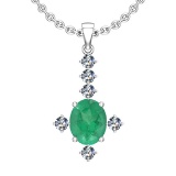 2.91 Ctw VS/SI1 Emerald And Diamond 14K White Gold