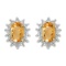 14k Yellow Gold Oval Citrine And Diamond Earrings 0.66 CTW