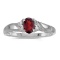 14k White Gold Oval Garnet And Diamond Ring 0.49 CTW